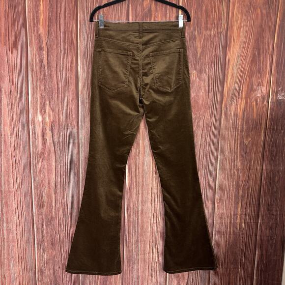 Banana Republic Woman's High Rise Flare Velvet Pants in Coconut Brown Size 27 - Picture 2 of 6